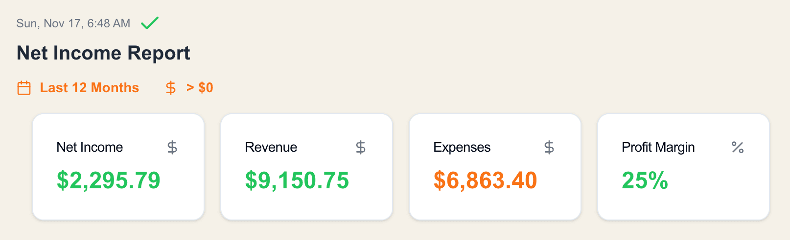 Net Income Example